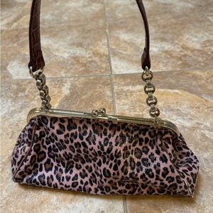 Liz Claiborne Leopard Print Clutch with Gold Frame